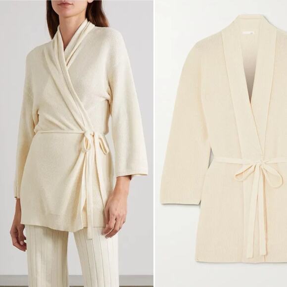 Skin Sweaters - Skin Kamilah Wrap Cardigan Cream Knit Top Women’s Medium New With Tags Luxury